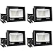 Onforu 4 Pack 35W LED Flood Light with Plug, 3300lm Super Bright LED Work Light, IP66 Waterproof Outdoor Security Lights, 5000K Daylight White Floodlight for Yard, Garden, Playground, Basketball Court