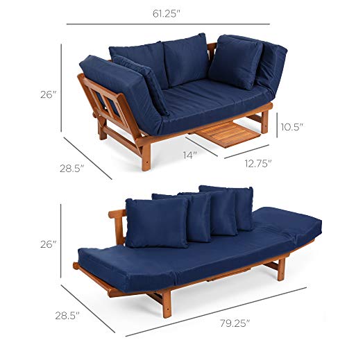 Best Choice Products Outdoor Convertible Acacia Wood Futon Sofa