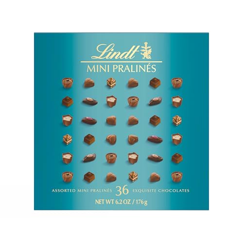 LINDT MINI PRALINES, ASSORTED CHOCOLATE CANDY WITH PREMIUM FILLING, 36 COUNT, 6.2 OZ. GIFT BOX