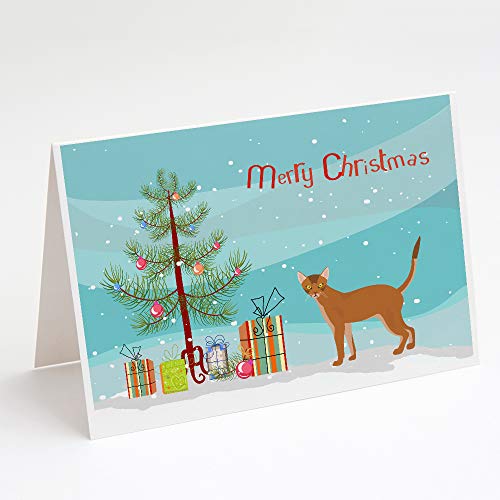 Caroline's Treasures CK4545GCA7P Red Abyssinian Cat Merry Christmas Greeting Ca…