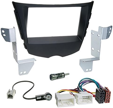 Hyundai Veloster 11- Original Plug & Play Quality 2-Din Car Radio Installation Set Includes Aerial Adaptor Radio Connection Cable and Radio Fascia/Frame Black