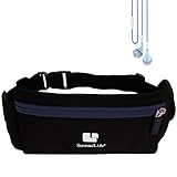 8-INCH Black Running Belt Fanny Pack, Fitness Workout Belt for All Iphones and Most Android Smartphones + Blue Vangoddy Headphone with MIC (Blue, Black)