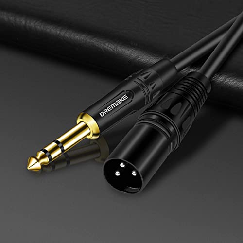 DREMAKE XLR to 1/4 Inch TRS Mic Audio Cable, 10FT XLR 3 Pin Male to Quarter Inch 6.35mm/6.5mm TRS Male Balanced Interconnect Patch Cord for Electric D DREMAKE TRS 1⁄4 Inch 6.35mm⁄6.5mm to XLR Female Balanced Interconnect Audio  Cable, 3Pin XLR to Quarter Inch Mic Cable for Microphone, Mixer, Guitar,