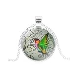 Green Hummingbird 20mm Pendant Necklace Includes Chain - MY#022F