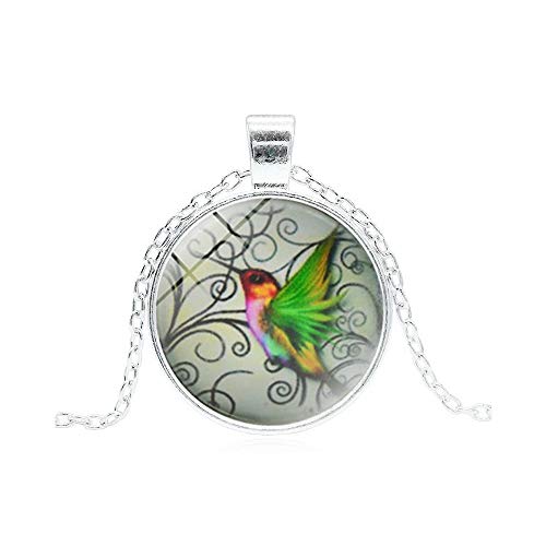 Green Hummingbird 20mm Pendant Necklace Includes Chain - MY#022F