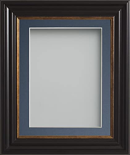 Frame Company Emson Black Picture Photo Frame with Blue Mount - 20x16 for pic size 15x10 *Choice of Sizes* Fitted with Real Glass — image 1