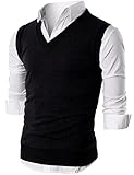 Ohoo Mens Slim Fit Casual V-Neck Knit Vest