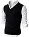 Ohoo Men's Cotton Blended Slim Fit Sweater Vest Knit V-Neck Sleeveless Pullover Sweater / DCV010-BLACK-XL