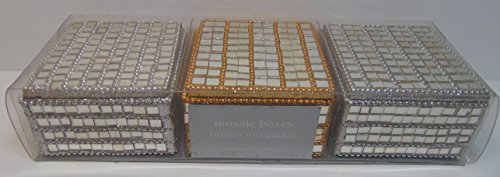 Pier 1 Imports Set of 3 Mosaic Mirrored Lidded Trinket Ring Boxes