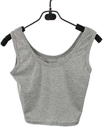 Women Tight Crop Top, Crystell Cami Camisole Short Spaghetti Strap Women's Dance Short Vest (S, Gray)