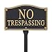 Whitehall Products No Trespassing Wall/Lawn Statement Plaque, Black/Gold