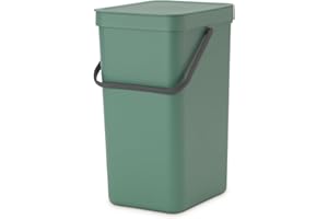 Brabantia Sort & Go Kitchen Recycling Can (4.2 Gal/Fir Green) Stackable Waste Organiser with Handle & Removable Lid, Easy Cle