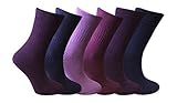 6 Pairs Ladies Non Elastic Loose top Casual Cotton Rich Plain Socks 4-9 us (Dark Mix)