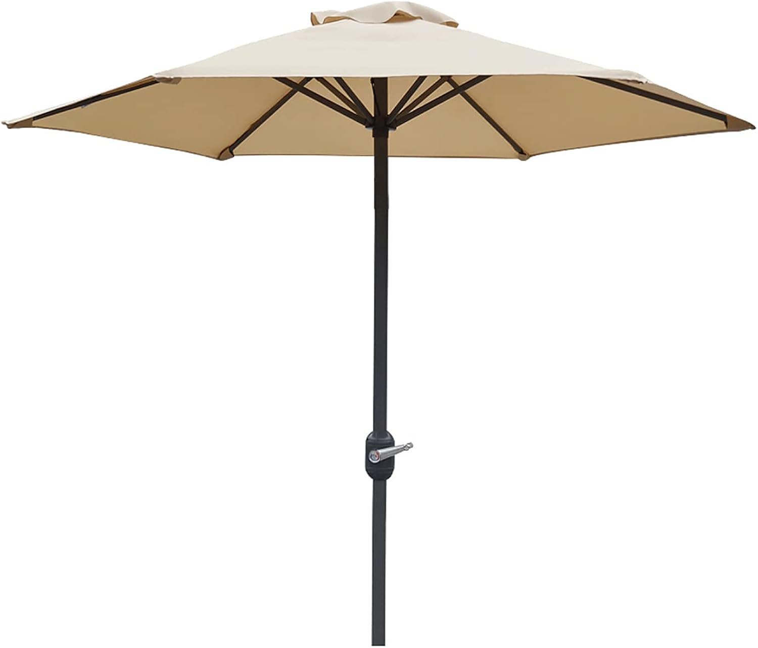 Parasol extérieur de 2 m, beige avec manivelle, pour terrasse, cour, plage, piscine, porche