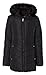 Sportoli Junior Women's Winter Plush Lined Midlength Puffer Coat with Fur Trimmed Hood - Jet Black (Medium)