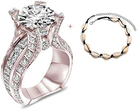 Desirepath 925 Sterling Silver Ring, Cubic Zirconia CZ Diamond Elegant Eternity Engagement Wedding Band Ring