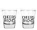 AW Fashions Cheers Bitches - Bachelorette Party Shot Glasses, 21st Birthday Shot Glass - 2 Pack Round Set of Shot Glass