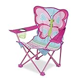 Melissa & Doug Cutie Pie Butterfly Camp Chair (Easy to Open, Handy Cup Holder, Cleanable Materials, Carrying Bag, Great Gift for Girls and Boys - Best for 3, 4, and 5 Year Olds)