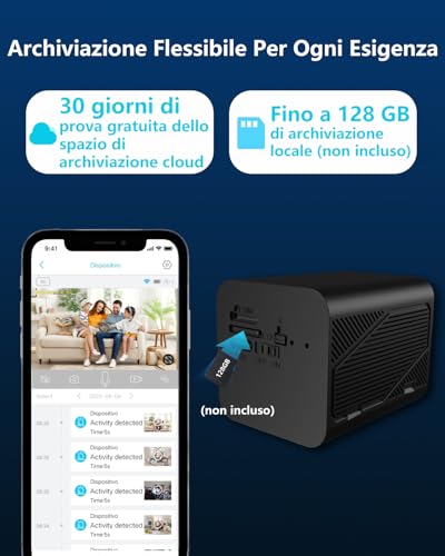 Mini Camera, 4K Indoor Surveillance Camera, Spy Camera with Night Vision, Low Consumption and Long Life 50 Days, Cloud Test 30+ Local Memory, for Home/Pets Security