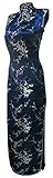 7Fairy Women's Vtg Navy Blue Keyhole Long Cheongsam Chinese Dress