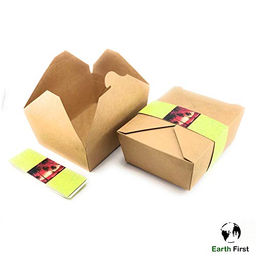 45 Paper Food to Go Containers 47oz New Design with Waist Seal Band