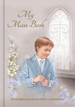 celebrationgiftsforall Boy Hardback First Holy Communion Mass Book with Prayer Card
