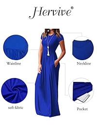 Hervive - Maxi vestido largo sin mangas para mujer, con espalda cruzada, suelto, con bolsillos