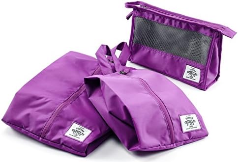 Zoophyter Travel Kit Organizers, 3 Piece Set, 1 Cosmetic&Toiletry Bag, 2 Garment&Shoes Bags-Lavender