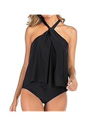 Advoult Traje de baño para dama Trajes de baño de dos piezas Cuello alto Retro Tankini Top Damas Traje de baño de talla grande