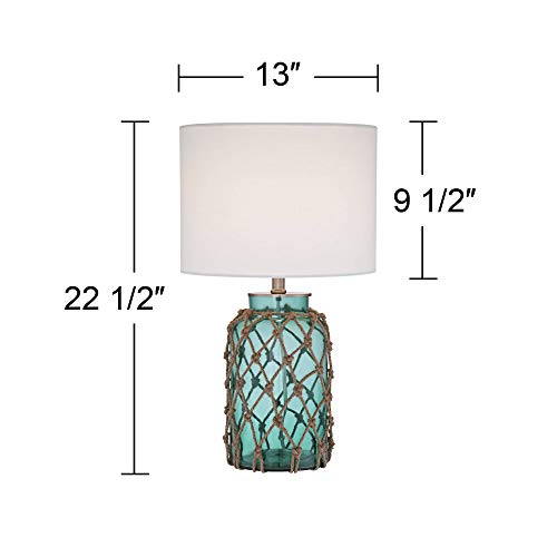 Crosby-Nautical-Accent-Table-Lamp-Coastal-Blue-Green-Glass-Rope-Net-Off-White-Drum-Shade-for-Living-Room-Family-Bedroom-360-Lighting Crosby Nautical Accent Table Lamp Coastal Blue Green Glass Rope Net Off White Drum Shade for Living Room Family Bedroom…