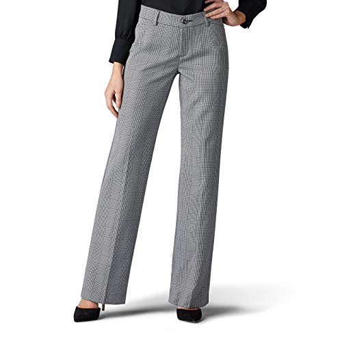LEE Women's Flex Motion Regular Fit Trouser Pant, Black Briar Plaid, 18