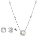 LESA MICHELE Sterling Silver 3-1/2 Cttw Cubic Zirconia & Aurora Borealis Cushion Crystal Necklace and Earring Set for Women