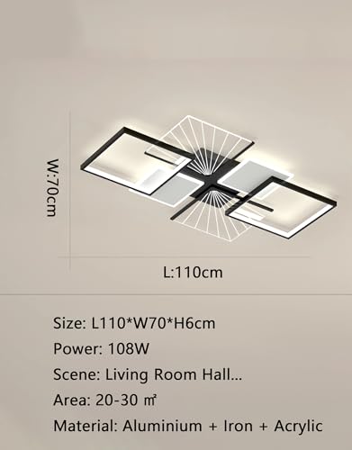 LED Ceiling Lighting Modern Rectangular Ceiling Lamps for Living Room Dimmable with Remote Control Against Recessed Ceiling Light for Living Room Bedroom Parlour (Acrylic)