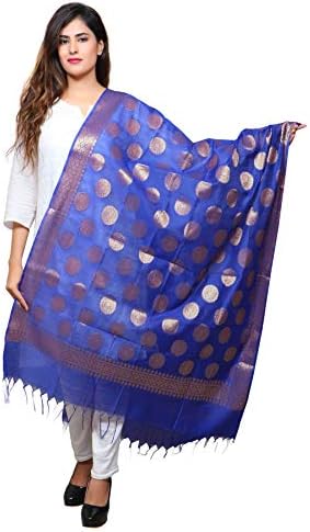 Banjara India Women's Kora Silk Banarasi Dupatta/Chunni [Leaf]