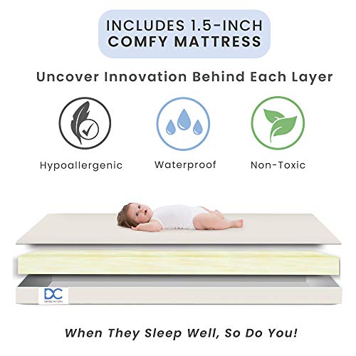 Delta Children Folding Portable Mini Baby Crib with 1.5inch Mattress