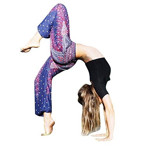 Sinfu Pants for Men Women Thai Harem Trousers Boho Festival Hippy Smock High Waist Yoga Pants (Free Size, Navy) - Thumbnail 2
