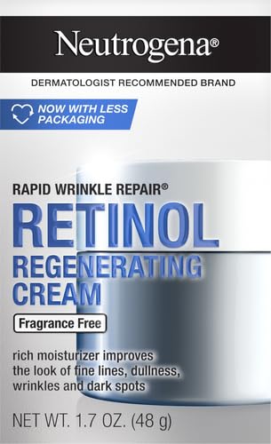 Neutrogena Rapid Wrinkle Repair Retinol Face Moisturizer, Fragrance Free, Daily Anti-Aging Face Cream with Retinol & Hyaluronic Acid to Fight Fine Lines, Wrinkles, & Dark Spots, 1.7 oz