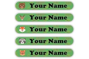 Oliver's Labels Woodland Critters Theme Mini Labels, 100 Durable Personalized Name Labels & Tags for School Supplies, Camp Ge