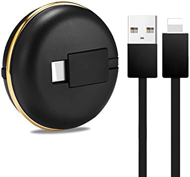 Feister protable mini hiden colorful retractable noodle usb2.1 charger cable for iphone 5/5s/6/6s/6plus/7/7plus/ipad mini convenient for office traval inside car (black)