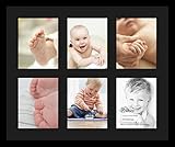 Art to Frames Double-Multimat-1055-89/89-FRBW26079 Collage Photo Frame Double Mat with 6-8x10 Openings and Satin Black Frame