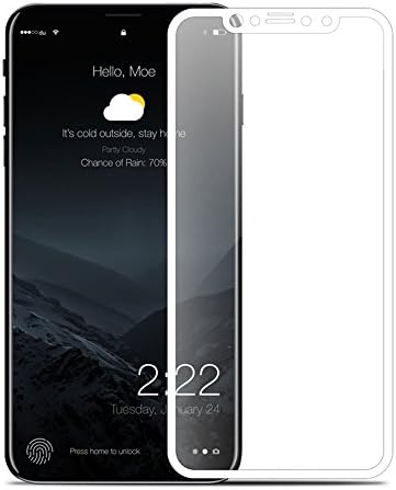 iPhone X Screen Protector, Tiitarn 0.18mm Full Frame Screen Tempered Glass Screen Protector Film 9H Hardness PET [Soft Edge Hybrid] for iPhone 10 (White Edge)