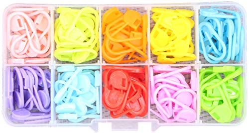 Knitting Stitch Markers - LeBeila Split Locking Knit Stitch Counter Needle Clips Supplies, 120 Pieces Colorful Plastic Crochet Marker Yarn Count Rings Mini Safety Pins Accessories (120Pcs, 10Colors) - Thumbnail 7