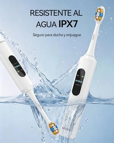 Unico Sonic Electric Toothbrush for Adults with Screen, 5 Modes, IPX7 Waterproof, Rechargeable, Black