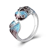 LOVECOM Real 925 Sterling Silver Fish Ring for