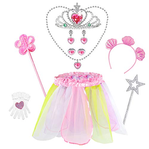 Jeowoqao Girls Dress Up Costume Set, Fairy and Mermaid Role Play Dress