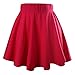 jntworld Women's Basic A Line Stretch high Waist Flared Plain Pleated Skater Mini Skirt, L, hot Pink