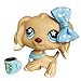 Gigi lps Cocker Spaneil #748 Tan Brown Pupy with Blue Flower Eyes Cocker Spaniel with lps Accessories Bow Collar and Coffee Drinks Kids Gift