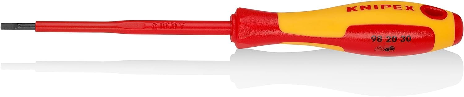 KNIPEX Screwdrivers for Slotted Screws Insulating Multi-Component Handle, VDE-Tested 202 mm, 98 20 30
