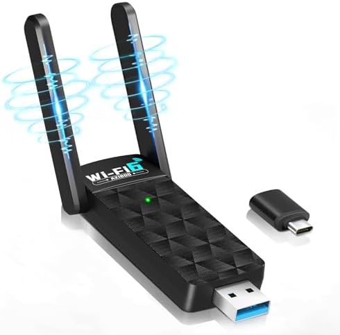 HEBESPACE Adaptador USB WiFi 6 para PC de escritorio, AX1800 Mbps de largo alcance de gran cobertura de doble banda 5G/2.4G USB 3.0 WiFi 6 Transceptor de red Dongle inalámbrico para PC portátil