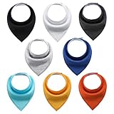 Baby Drool Bibs Bandana Teething Adjustable Snap Triangle Organic Cotton Bib Set Baby Boys Girls Shower Gift (Solid Color 8 Piece Set)